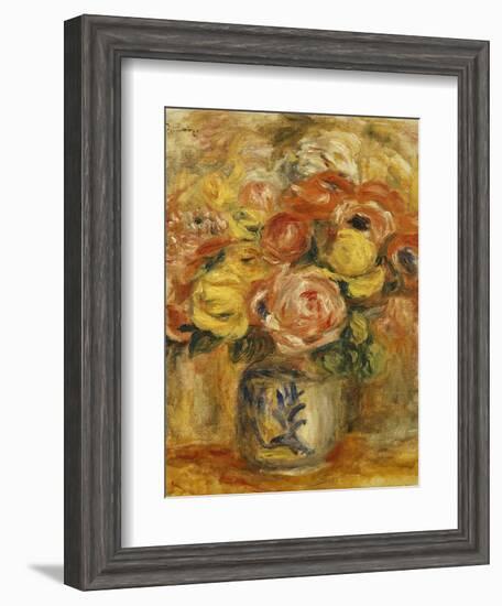 Flowers in a Blue and White Vase; Fleurs Dans Un Vase Bleu et Blanc, 1915-Pierre-Auguste Renoir-Framed Giclee Print