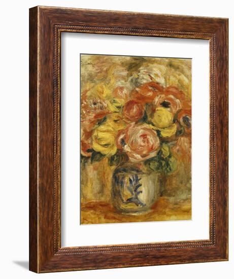 Flowers in a Blue and White Vase; Fleurs Dans Un Vase Bleu et Blanc, 1915-Pierre-Auguste Renoir-Framed Giclee Print