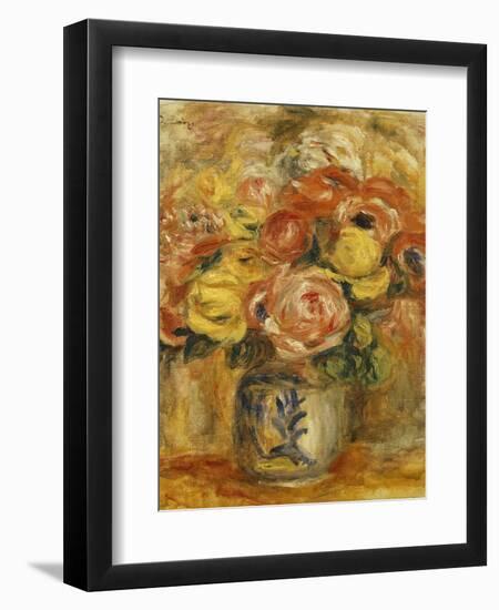 Flowers in a Blue and White Vase; Fleurs Dans Un Vase Bleu et Blanc, 1915-Pierre-Auguste Renoir-Framed Giclee Print