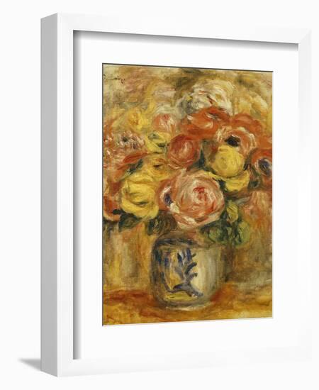 Flowers in a Blue and White Vase; Fleurs Dans Un Vase Bleu et Blanc, 1915-Pierre-Auguste Renoir-Framed Giclee Print