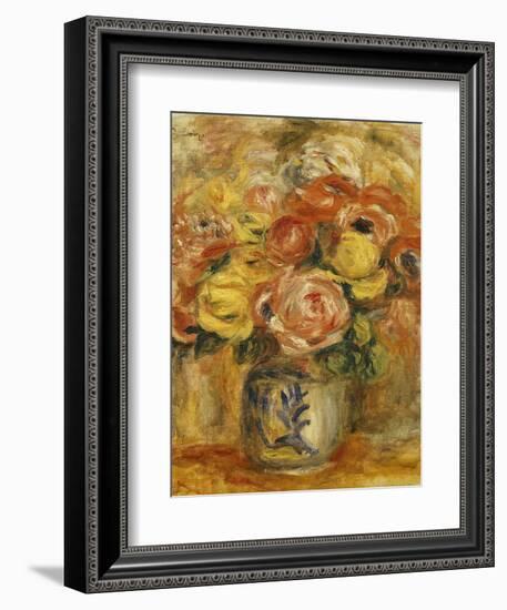 Flowers in a Blue and White Vase; Fleurs Dans Un Vase Bleu et Blanc, 1915-Pierre-Auguste Renoir-Framed Giclee Print