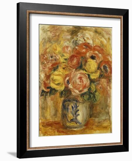 Flowers in a Blue and White Vase-Pierre-Auguste Renoir-Framed Giclee Print