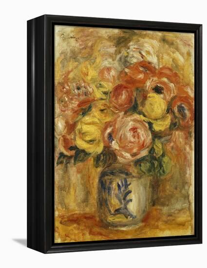 Flowers in a Blue and White Vase-Pierre-Auguste Renoir-Framed Premier Image Canvas