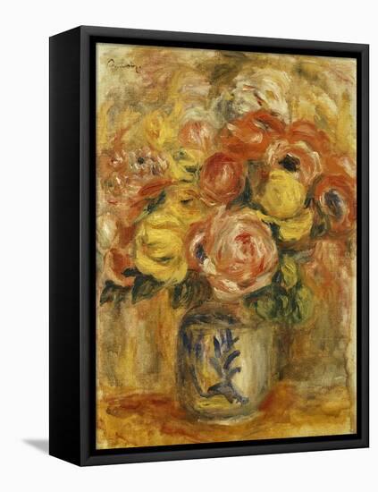 Flowers in a Blue and White Vase-Pierre-Auguste Renoir-Framed Premier Image Canvas