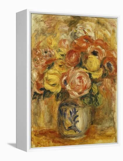 Flowers in a Blue and White Vase-Pierre-Auguste Renoir-Framed Premier Image Canvas