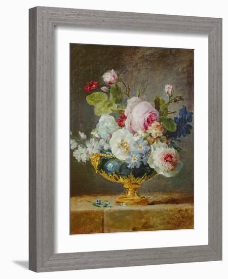 Flowers in a Blue Vase, 1782-Anne Vallayer-coster-Framed Giclee Print