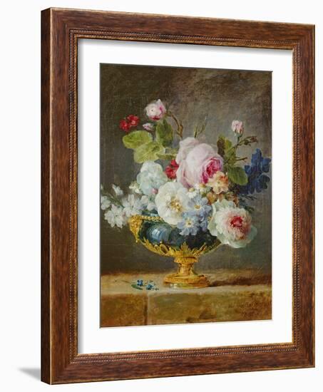 Flowers in a Blue Vase, 1782-Anne Vallayer-coster-Framed Giclee Print