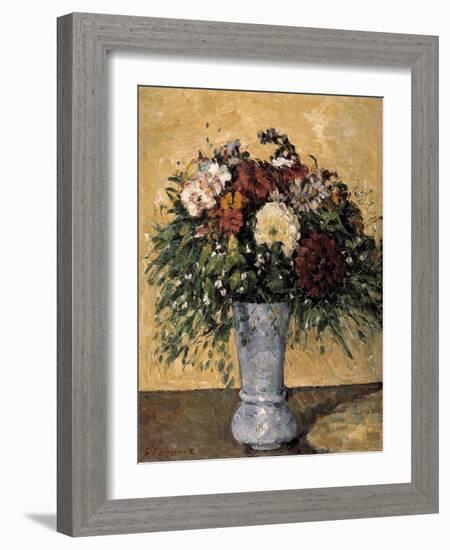 Flowers in a Blue Vase, 1873-1875-Paul Cézanne-Framed Giclee Print