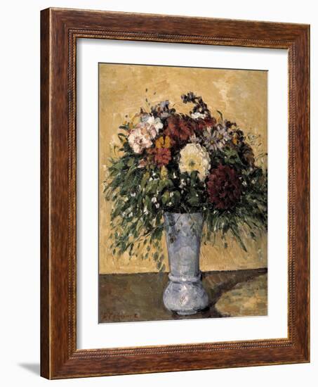 Flowers in a Blue Vase, 1873-1875-Paul Cézanne-Framed Giclee Print