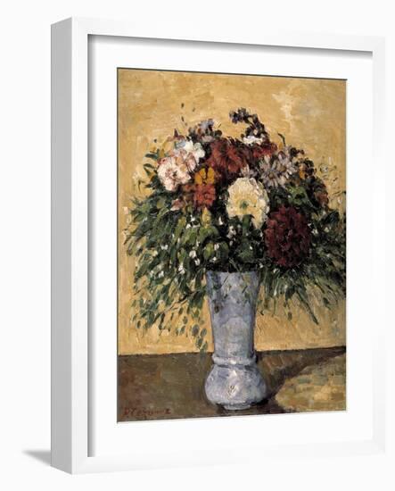 Flowers in a Blue Vase, 1873-1875-Paul Cézanne-Framed Giclee Print