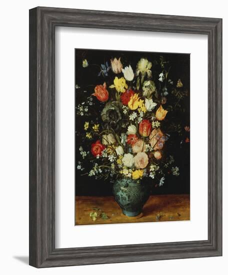 Flowers in a Blue Vase, about 1608-Jan Brueghel the Elder-Framed Giclee Print