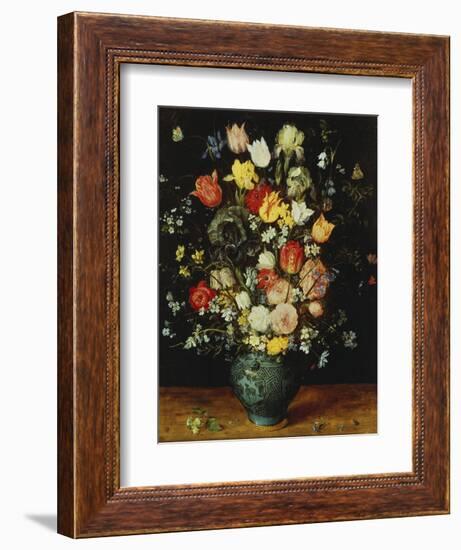 Flowers in a Blue Vase, about 1608-Jan Brueghel the Elder-Framed Giclee Print