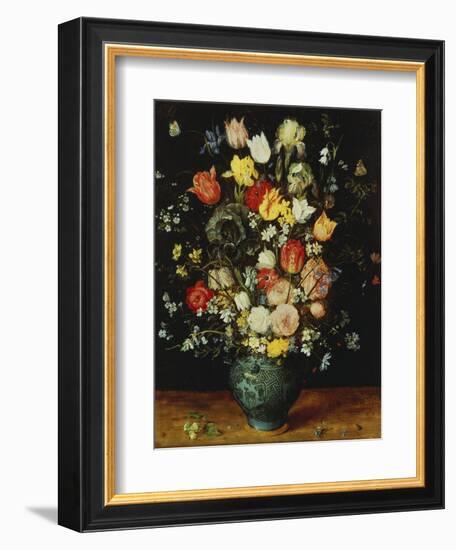 Flowers in a Blue Vase, about 1608-Jan Brueghel the Elder-Framed Giclee Print