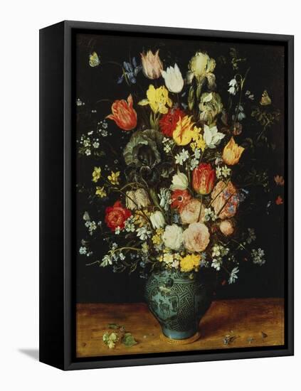 Flowers in a Blue Vase, about 1608-Jan Brueghel the Elder-Framed Premier Image Canvas