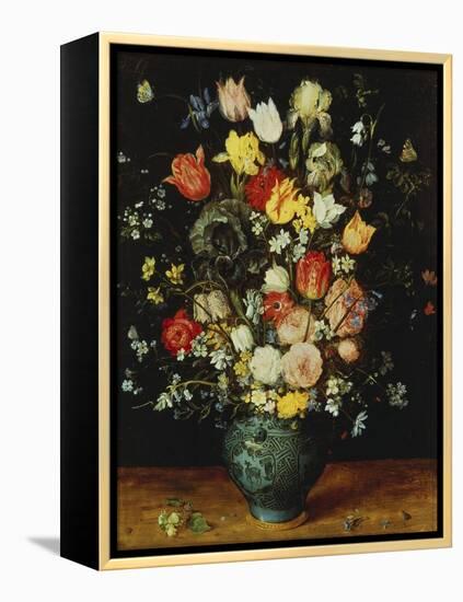 Flowers in a Blue Vase, about 1608-Jan Brueghel the Elder-Framed Premier Image Canvas