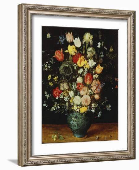 Flowers in a Blue Vase, about 1608-Jan Brueghel the Elder-Framed Giclee Print