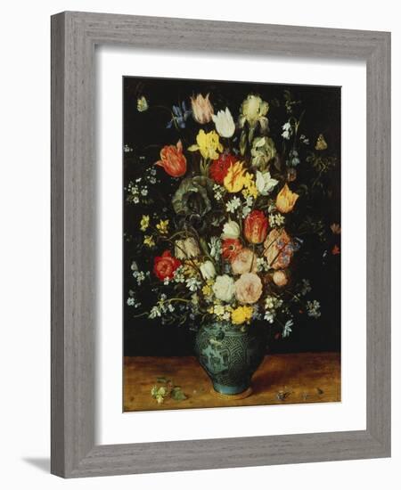 Flowers in a Blue Vase, about 1608-Jan Brueghel the Elder-Framed Giclee Print