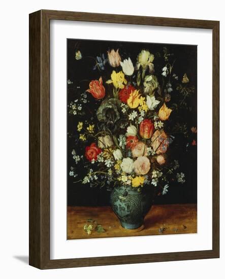 Flowers in a Blue Vase, about 1608-Jan Brueghel the Elder-Framed Giclee Print