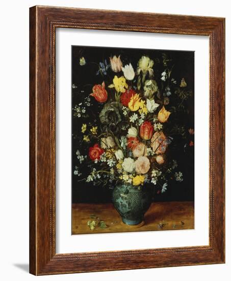 Flowers in a Blue Vase, about 1608-Jan Brueghel the Elder-Framed Giclee Print