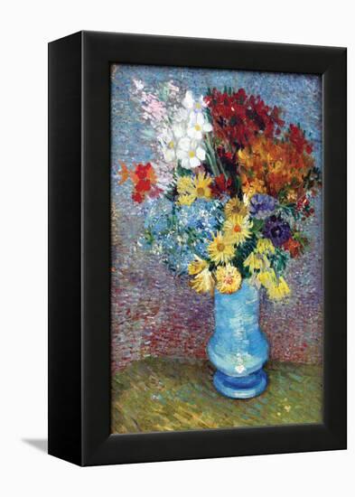 Flowers in a Blue Vase by Van Gogh-Vincent van Gogh-Framed Stretched Canvas