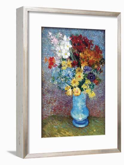 Flowers in a Blue Vase by Van Gogh-Vincent van Gogh-Framed Art Print