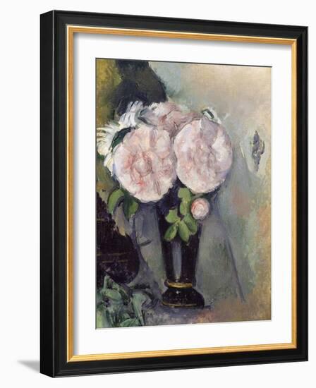 Flowers in a Blue Vase, C.1886-Paul Cézanne-Framed Giclee Print