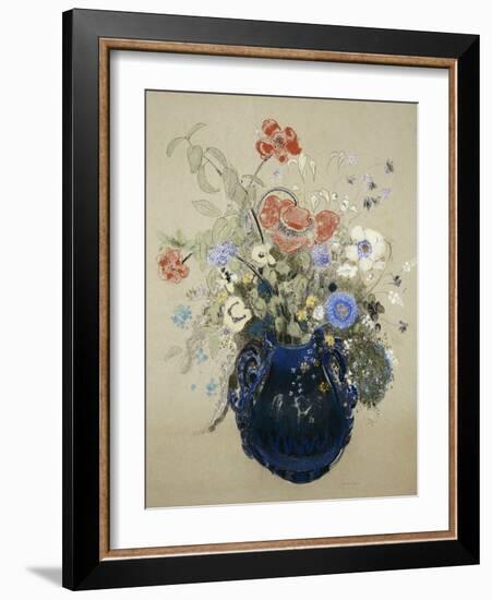 Flowers in a Blue Vase, C. 1905-08-Odilon Redon-Framed Giclee Print