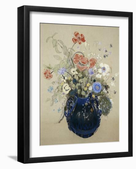 Flowers in a Blue Vase, C. 1905-08-Odilon Redon-Framed Giclee Print