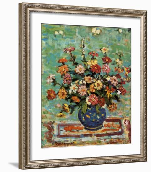 Flowers In A Blue Vase-Maurice Brazil Prendergast-Framed Art Print