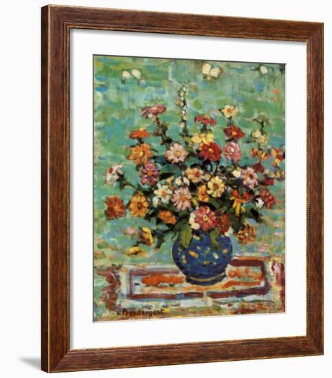 Flowers In A Blue Vase-Maurice Brazil Prendergast-Framed Art Print