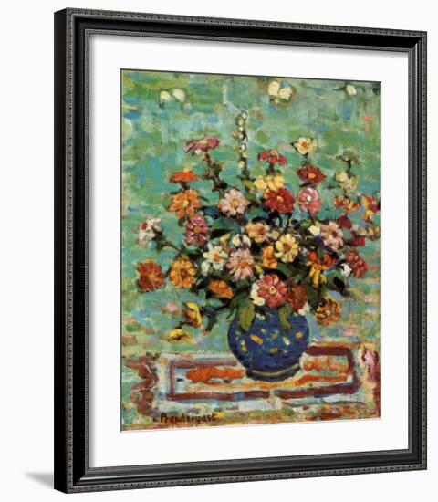 Flowers In A Blue Vase-Maurice Brazil Prendergast-Framed Art Print