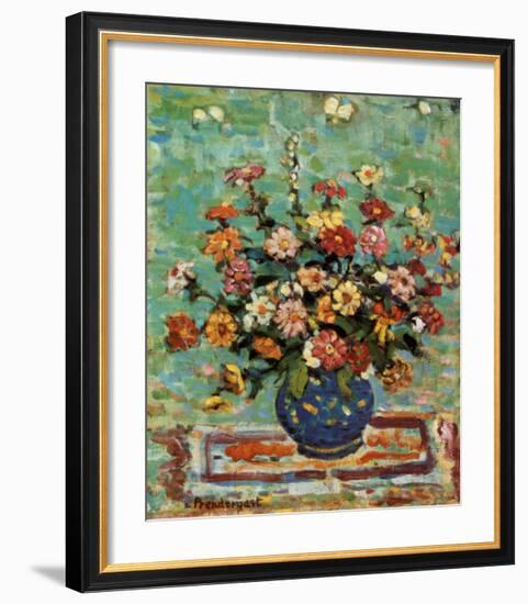 Flowers In A Blue Vase-Maurice Brazil Prendergast-Framed Art Print