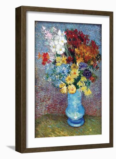 Flowers In a Blue Vase-Vincent van Gogh-Framed Art Print