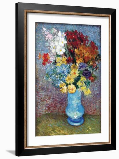 Flowers In a Blue Vase-Vincent van Gogh-Framed Art Print