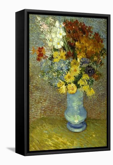 Flowers in a Blue Vase-Vincent van Gogh-Framed Premier Image Canvas