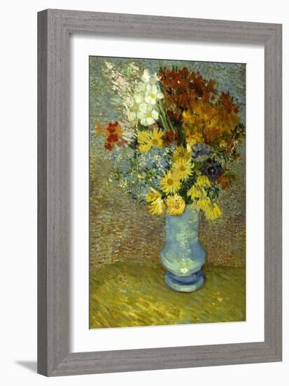 Flowers in a Blue Vase-Vincent van Gogh-Framed Giclee Print