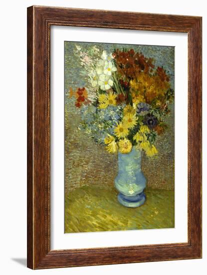 Flowers in a Blue Vase-Vincent van Gogh-Framed Giclee Print