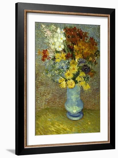 Flowers in a Blue Vase-Vincent van Gogh-Framed Giclee Print