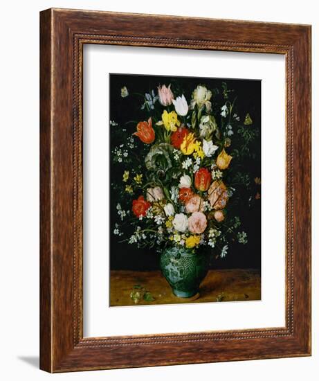 Flowers in a Blue Vase-Jan Brueghel the Elder-Framed Giclee Print