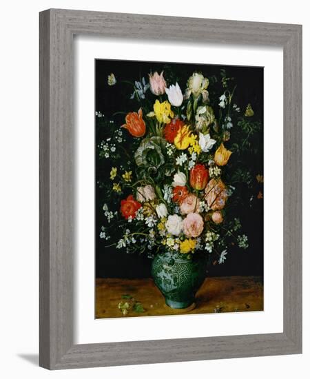 Flowers in a Blue Vase-Jan Brueghel the Elder-Framed Giclee Print