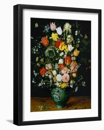 Flowers in a Blue Vase-Jan Brueghel the Elder-Framed Giclee Print