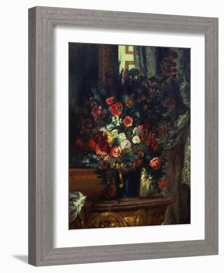 Flowers in a Blue Vase-Eugene Delacroix-Framed Giclee Print