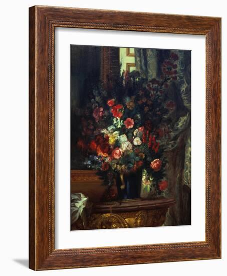Flowers in a Blue Vase-Eugene Delacroix-Framed Giclee Print