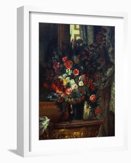 Flowers in a Blue Vase-Eugene Delacroix-Framed Giclee Print