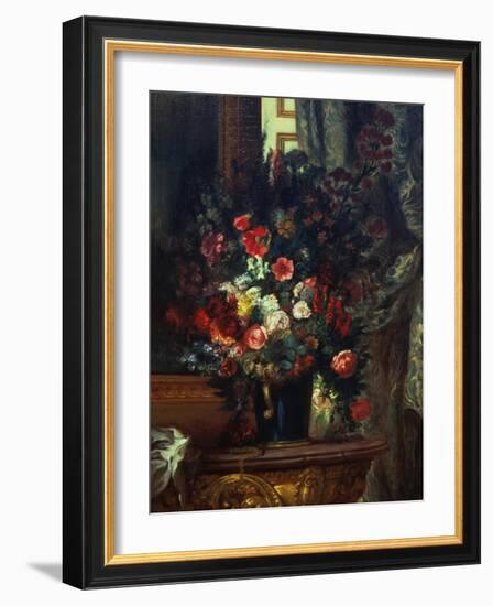 Flowers in a Blue Vase-Eugene Delacroix-Framed Giclee Print