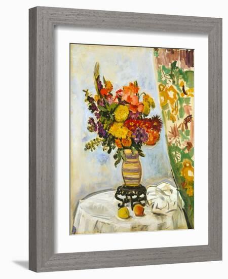 Flowers in a Chinese Vase (Oil on Canvas)-George Leslie Hunter-Framed Giclee Print