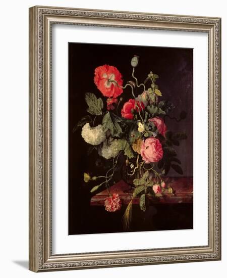 Flowers in a Glass Vase, 1667-Jacob van Walscapelle-Framed Giclee Print