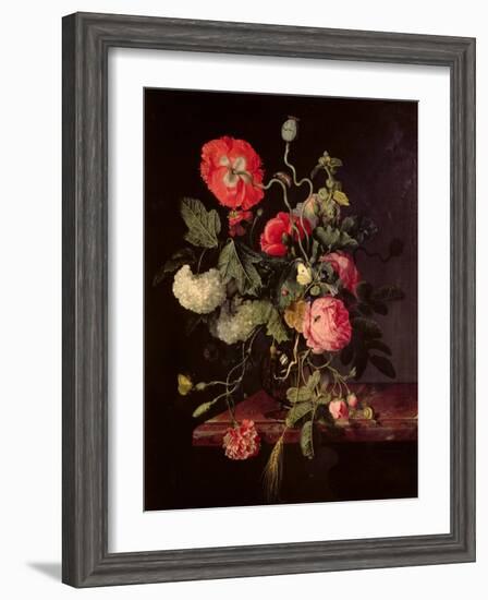 Flowers in a Glass Vase, 1667-Jacob van Walscapelle-Framed Giclee Print