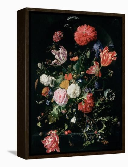 Flowers in a Glass Vase, C.1660-Jan Davidsz de Heem-Framed Premier Image Canvas