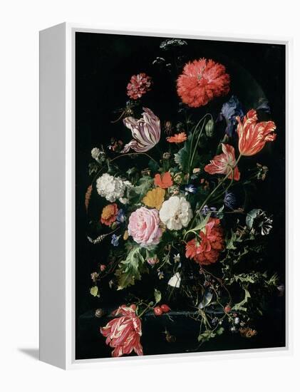 Flowers in a Glass Vase, C.1660-Jan Davidsz de Heem-Framed Premier Image Canvas